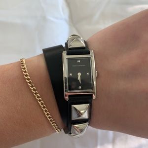 Rebecca Minkoff Leather Studded Double Wrap Watch